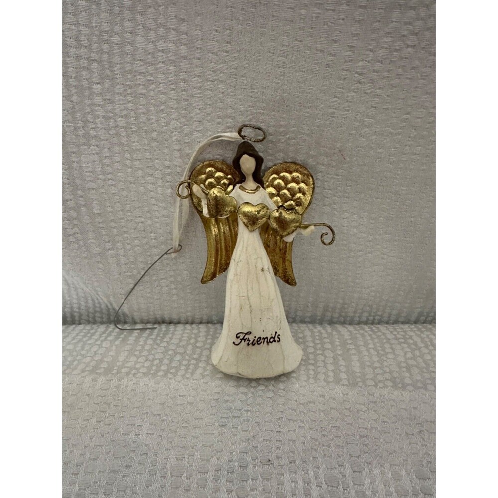 NIB St Nicholas Square, Angel with gold wings and string of hearts, ornament
